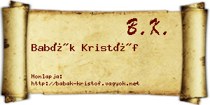 Babák Kristóf névjegykártya